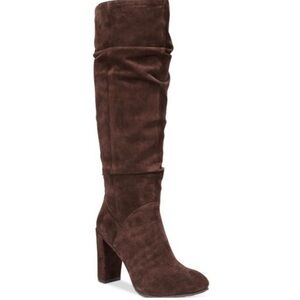 [SOLD] Nine West Shiryl Boot - Dark Brown Suede Tall Slouch Pull On 7.5M
